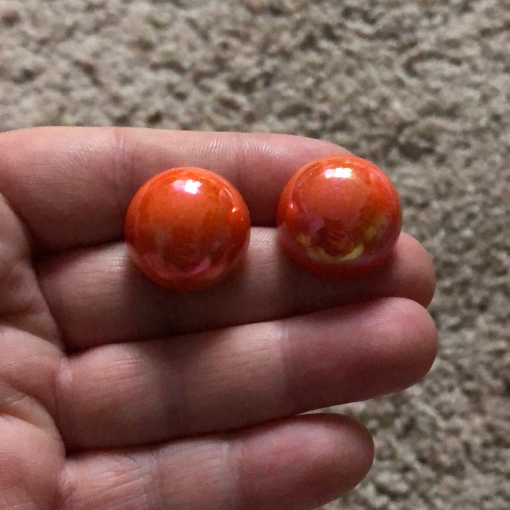 Iridescent orange Halloween vintage lucite acrylic earrings